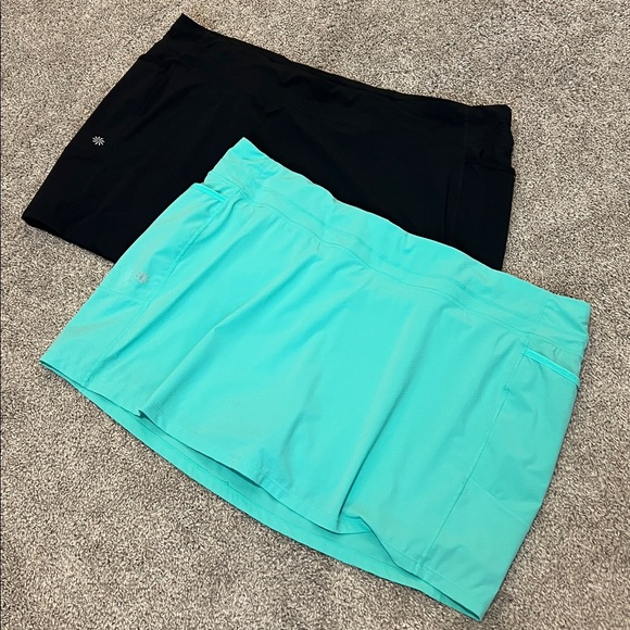 Athleta Pants - Athleta Skort Bundle 2X Black + Aqua Athletic Skirts Built-In Shorts Activewear